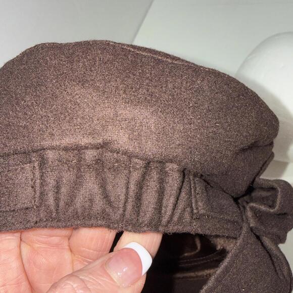 August Y2K Style Bow Brown Newsboy One Size Boho Hippie Wool Blend Ladies Hat - Picture 11 of 11